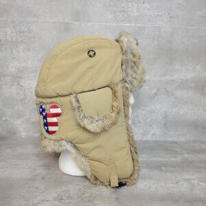 Mad Bomber Hat Rabbit Fur Womens Extra Large Aviator Trapper Hat Beige Tan